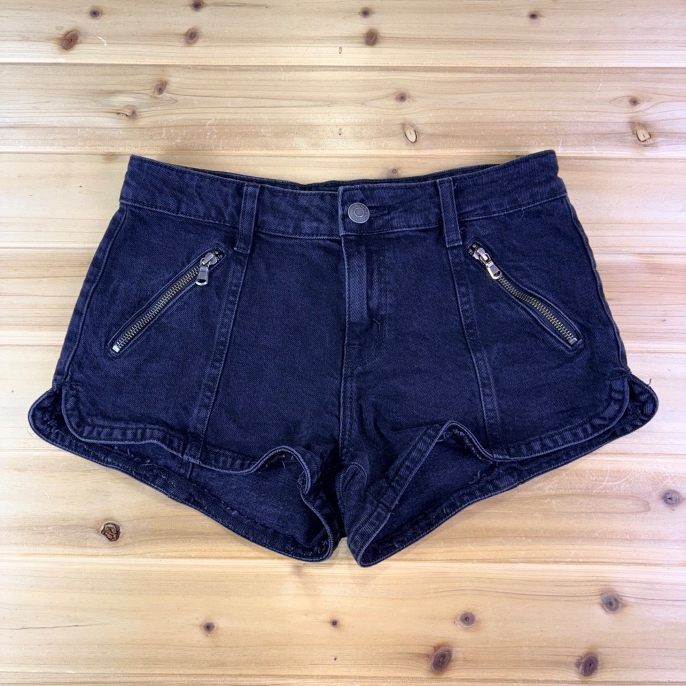 Aeropostale Jean Shorts Womens 4 Black Mid Rise Shorty Denim Jean Shorts